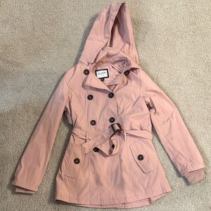 Pink Trench Coat with Hood